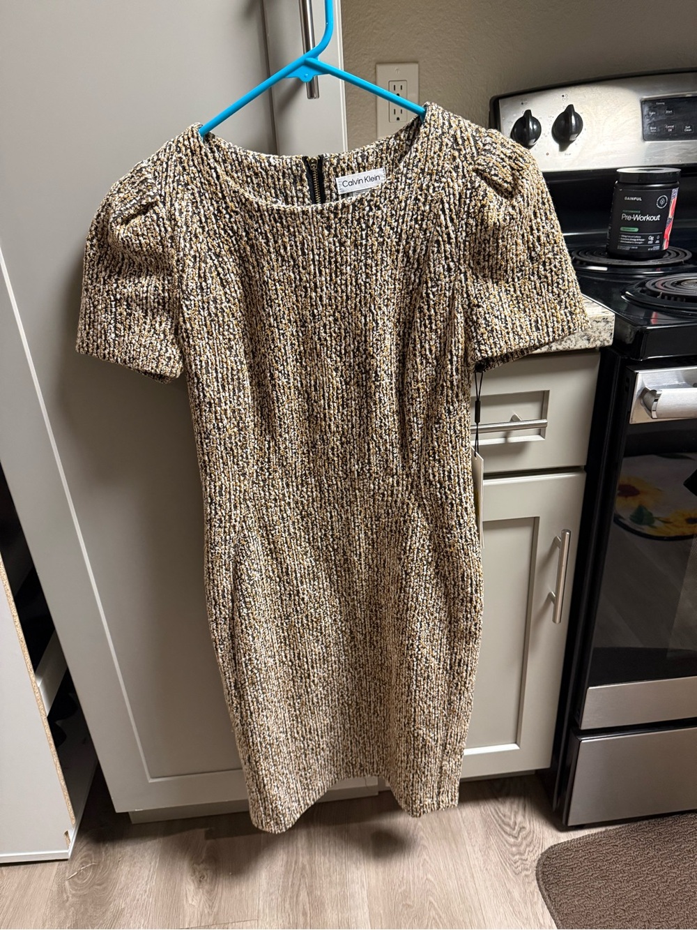 Calvin Klein Multicolor Tweed Midi Dress